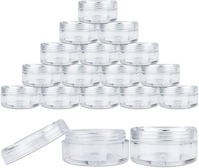 Beauticom (Quantity: 25 Pieces) 5G/5ML Round Clear Jars with Screw Cap Lids for Lotion, Creams, Toners, Lip Balms, Makeup Samples