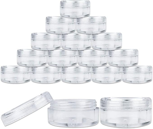 Beauticom (Quantity: 25 Pieces) 5G/5ML Round Clear Jars with Screw Cap Lids for Lotion, Creams, Toners, Lip Balms, Makeup Samples