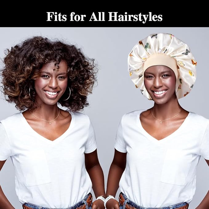 12pcs Large Satin Bonnets for Sleeping, Silky Hair Bonnet for Black Women Braid Curly Hair
