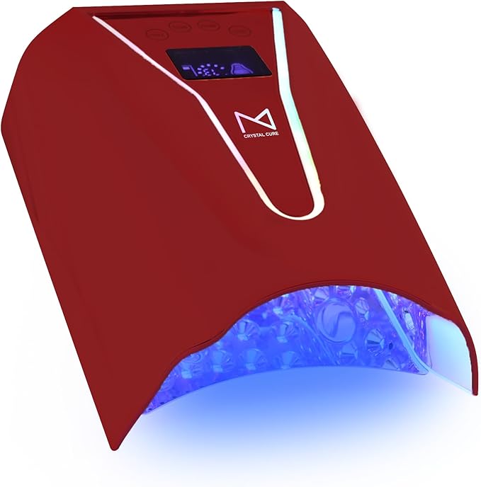 M - Crystal Cure 128W UV/LED Nail Lamp | Fast Curing with 45 Powerful LEDs | Cordless, Rechargeable, Auto Sensor |Gift Mom Professional Gel Nail Dryer for Manicures & Pedicures (Red)