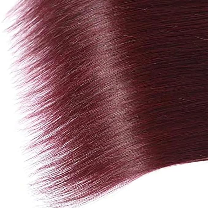 Color 99j Straight Bundles Human Hair Burgundy Straight Bundles Wine Red Brazilian Human Hair Weave Extensions Soft and Silky for Black Women 20 22 24 Inch