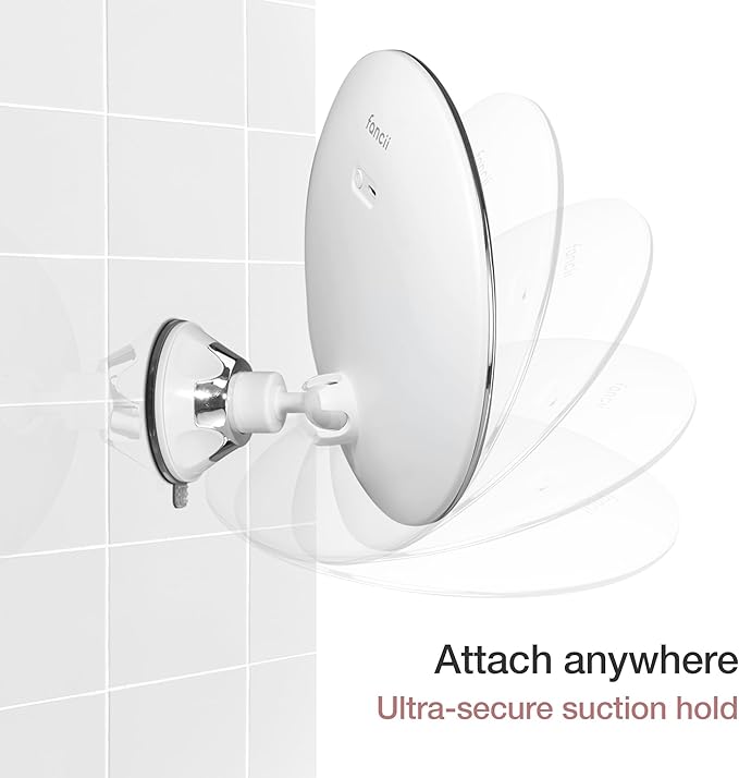 Fancii Rechargeable 10X Magnifying Makeup Mirror with 3 Light Settings - Large 8 inch Lighted Travel Vanity Mirror, Locking Suction Cup, 40pcs Dimmable LEDs, 12 Hours Battery Life - Luna 2