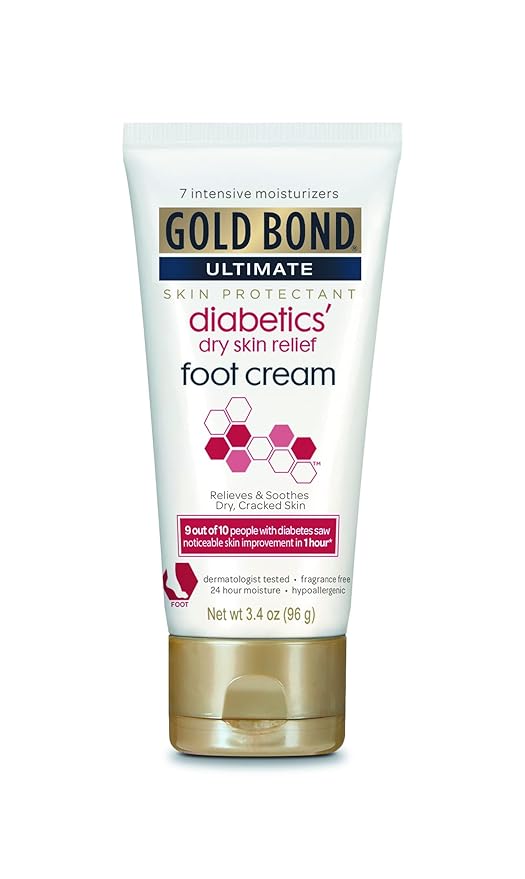 Gold Bond Diabetic Dry Skin Relief Foot Cream, 3.4 oz (4 Pack)