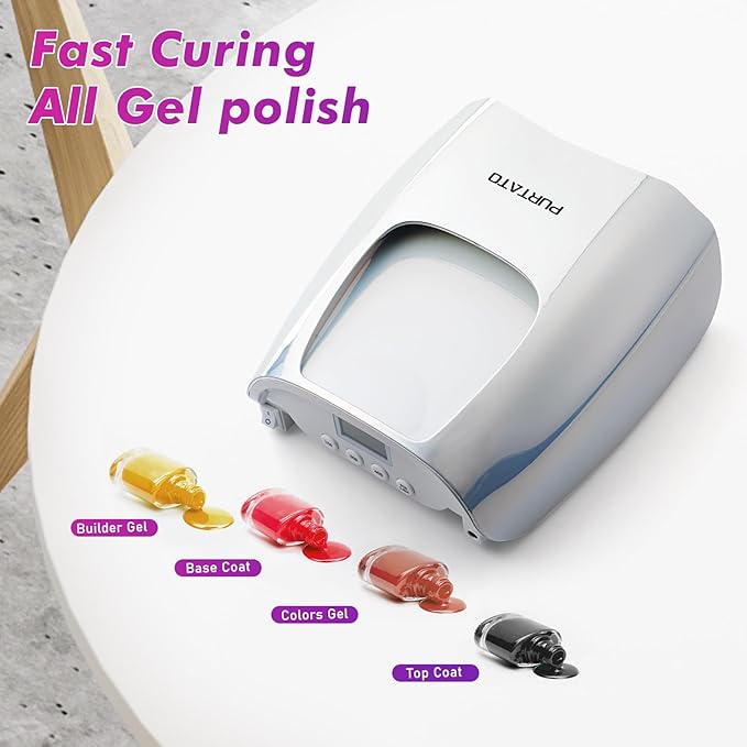 Professional Cordless Rechargeable UV LED Nail Lamp with 4 Timer Setting and 126W High Power Quick Drying Nail Dryer (Plating Silver)