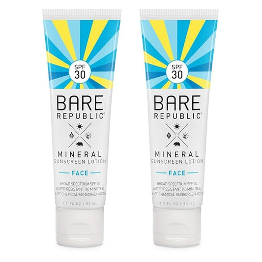 Bare Republic Mineral Matte Sunscreen SPF 30 Sunblock Face Lotion, Sheer and Light Finish, 1.7 Fl Oz