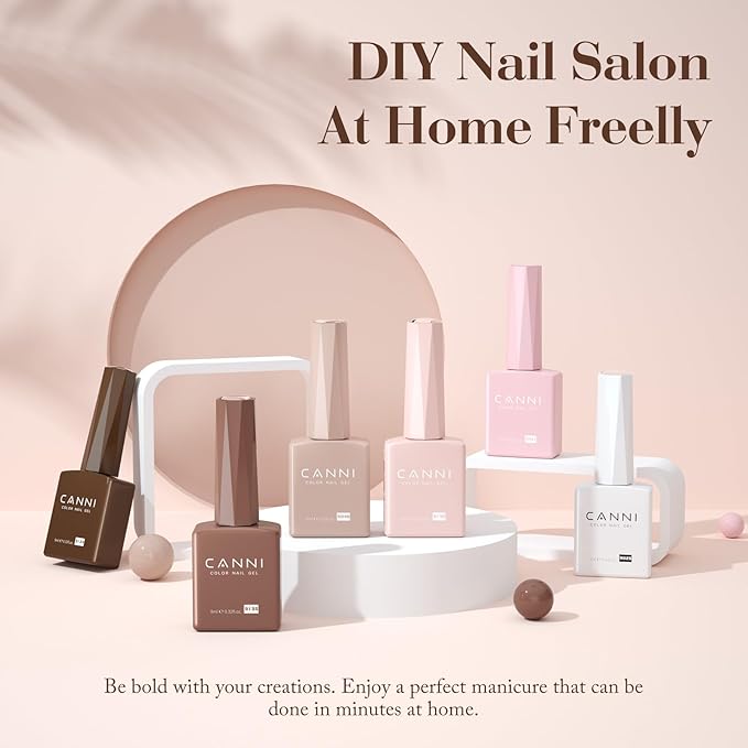 CANNI Gel Nail Polish Kit -6 Colors Nude Pink 9ML Gel Polish Set Skin Tones French Nail Neutral Brown Soak Off Gel Nail Kit Manicure DIY Manicure Salon DIY