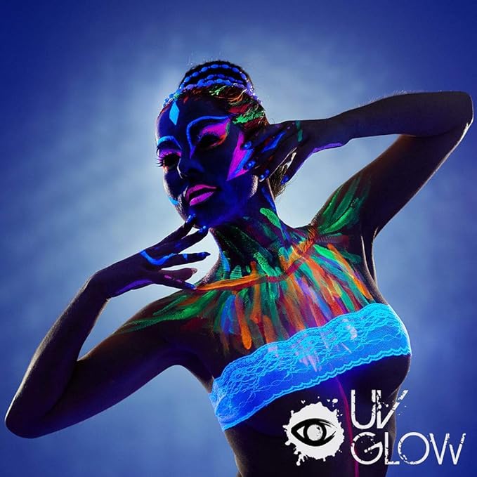 Blacklight Face and Body Paint 1.7oz - Set of 8 Tubes - Neon Fluorescent
