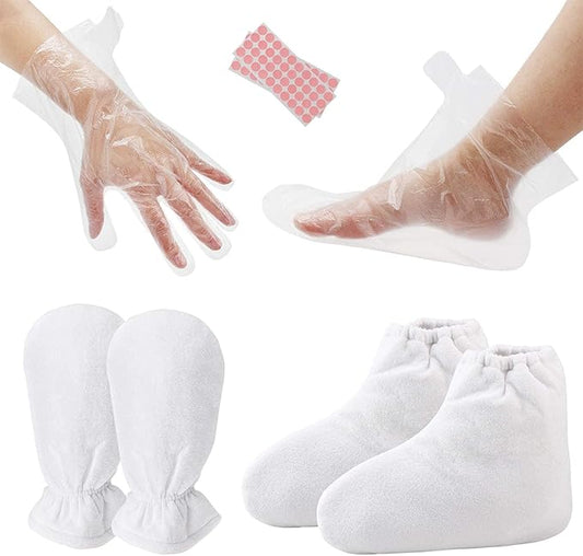 Paraffin Bath Mitts Liners, Segbeauty Snug Elastic Opening Paraffin Wax Glove and Bootie with Double Terry Clothes, Hand and Foot Bags for Thermal thera-py SPA treat-ment Paraffin Machine