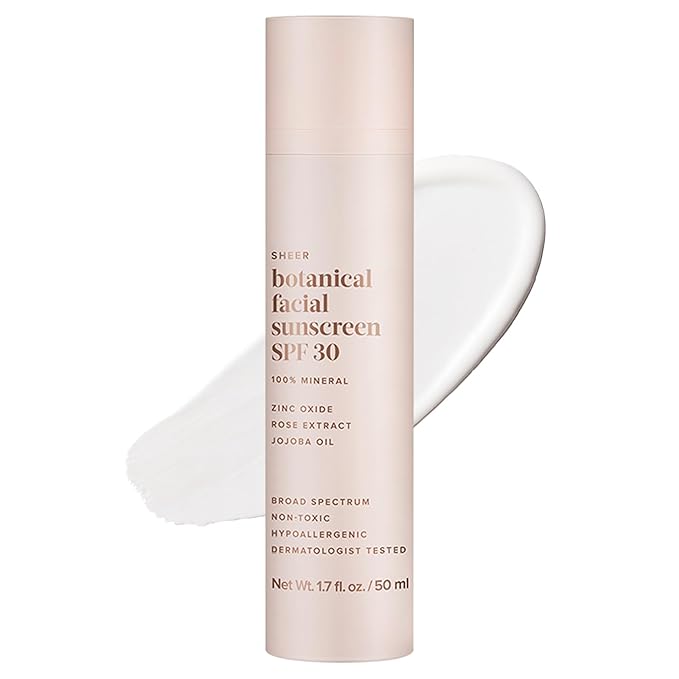 Evereden Sheer Botanical Face Sunscreen SPF 30 1.7 fl oz. | 100% Non-Nano Mineral Sunscreen Face Formula with Zinc Oxide | Soothing & Nourishing | Clean & Non-Comedogenic | FSA Eligible