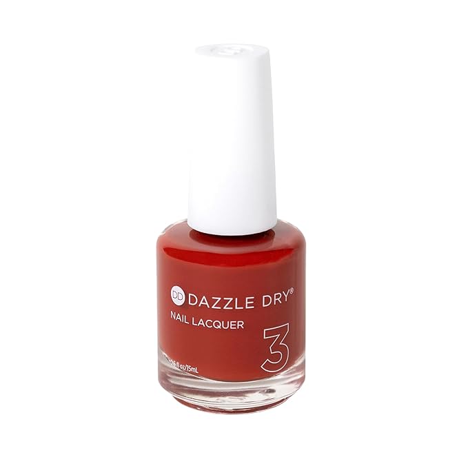 Dazzle Dry Nail Lacquer (Step 3) - Ember - A burnt red with subtle orange undertones. Full coverage shimmer. (0.5 fl oz)