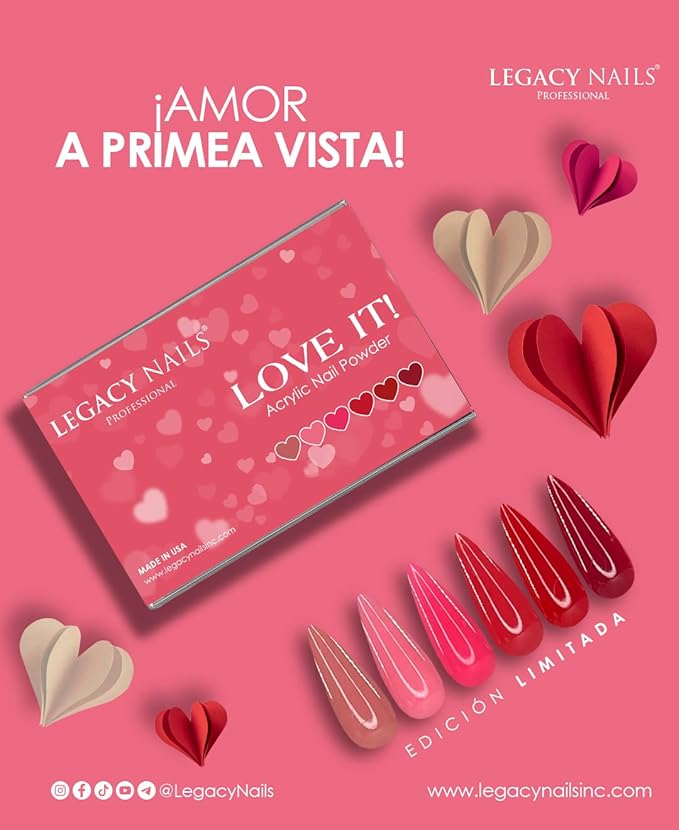 Legacy Nails Professional COLLECTION Acrylic Powder Kit 6 Colors Nail Art Set for Manicure DIY for Dip & Acrylic Nail Extensions (LOVEIT! COLLECTION)