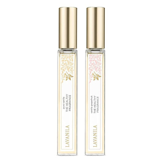 Lavanila Roller Perfume Set of 2, Includes Pure Vanilla + Vanilla Grapefruit - The Healthy Fragrance for Women, Clean and Natural