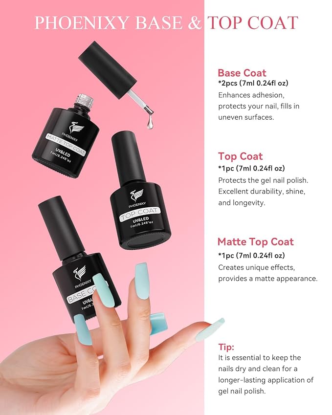 PHOENIXY 61 PCS Gel Nail Polish Kit with U V Light, 40 Colors Gel Nail Kit Manicure Starter Nail Polish Set Base Top Coat Gifts for Women SS9010