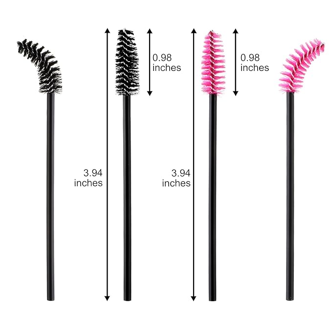Skylety 1000 Pcs Disposable Mascara Wands Bulk Mascara Eyelash Brush Spoolies Makeup Applicator Eyelash Wands for Eye Lash Extension, Eyebrow Comb, 3.9 x 0.2 x 0.3 Inch (Black and Rose Red,Classic)