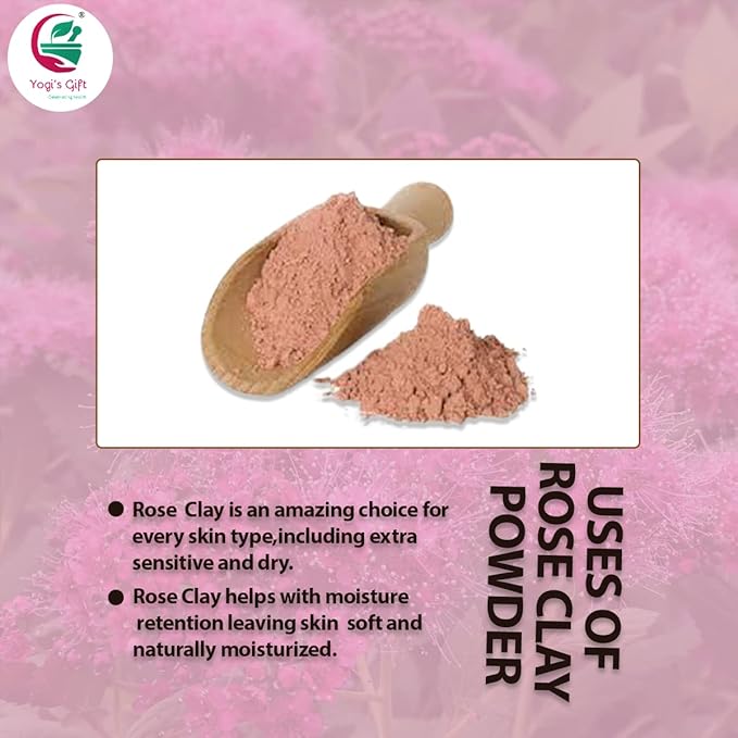 Pink Clay/Rose Clay Powder for Soap Making | 8 Oz | Fine, Gentle and Soothing Clay for Face Masks, Soaps and More | by Yogi's Gift ®