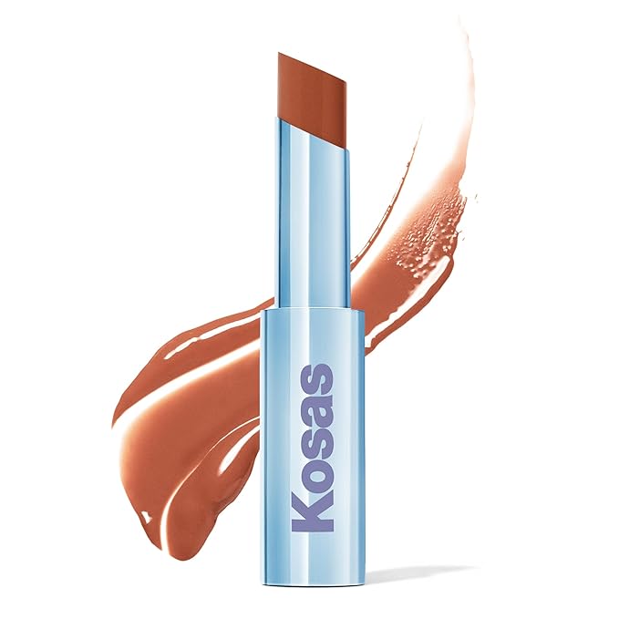 Kosas Wet Stick Moisturizing Shiny Sheer Lipstick with Ceramides, Hyaluronic acid, Peptides and Mango Butter - Soothes, Softens, and Moisturizes Lips – Sunset Simmer