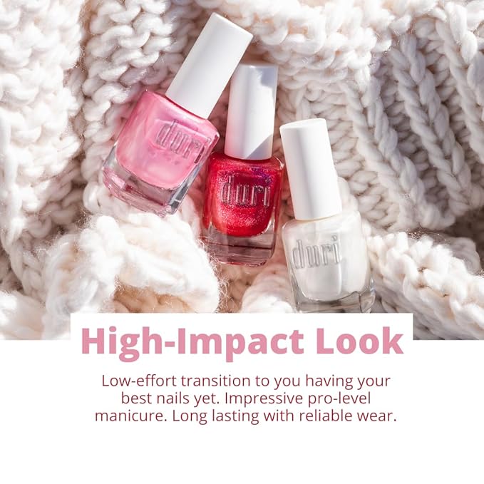 duri Nail Polish, 735 Leo, Pink Shimmer, Glossy Finish, Semi-Sheer Coverage, Quick Drying, Lasting, 0.45 Fl Oz