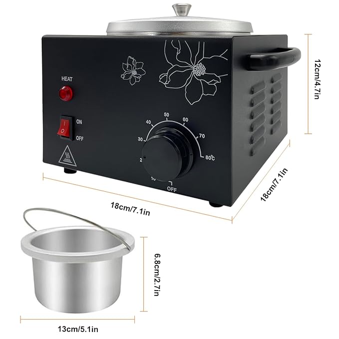 Single Pot Wax Warmer, Professional Electric Wax Heater Machine Facial Skin SPA Equipment with Adjustable Temperature Set(Black)