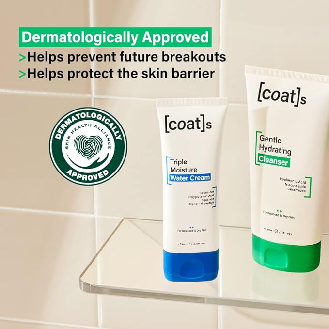 COATS Daily Duo 2-Step Bundle – Hydrating Cleanser & Triple Moisture Water Cream – Helps Prevent Breakouts & Protect Skin Barrier with Ceramides – Designed for Teens