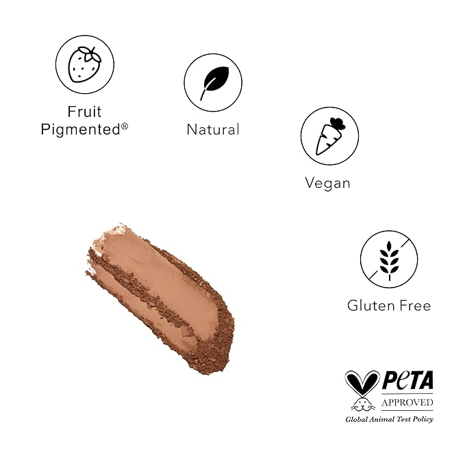 100% PURE Powder Foundation Matte Finish Face Makeup - Oil Absorbing Pressed Poreless Concealer - Vegan Fruit Pigmented Mousse Color (Tan-Deep Shade w/Yellow Undertones) - 0.32 Oz