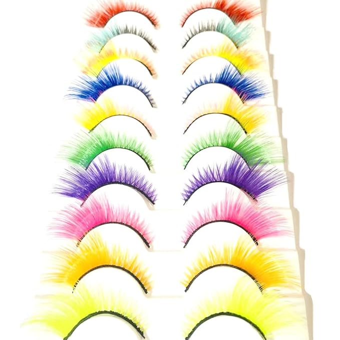 Sunniess Ombre Colored Lashes Cateye Eyelashes Fluffy Wispy Fake Lashes for Halloweens Cosplay Party Stage Make up Faux Mink False Eyelashes