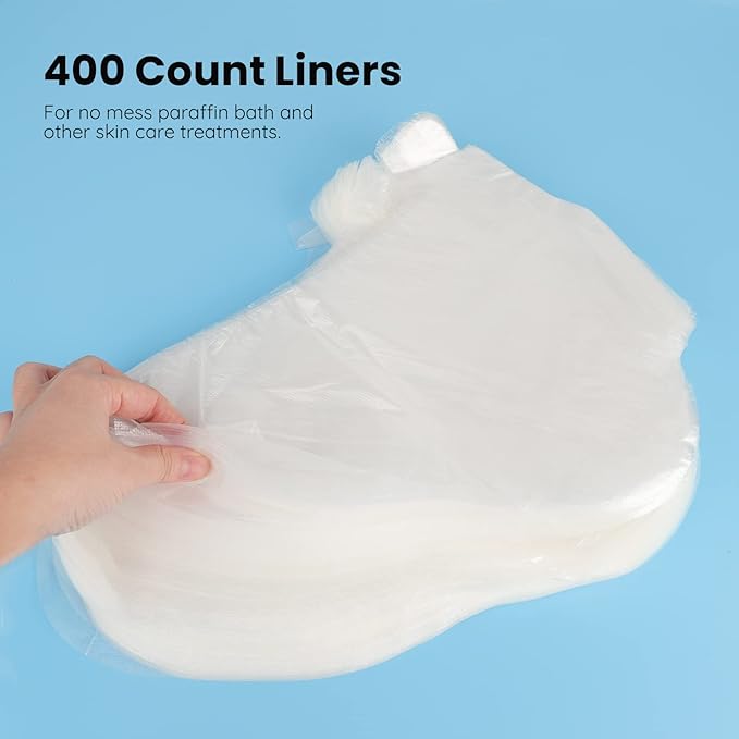 Segbeauty Paraffin Bath Liners for Foot, 400 Counts Plastic Foot Covers, Booties for Feet Thermal Foot Liners, Foot Bags with 400 Snug Closure Stickers for Wax treat-ment Paraffin Wax Machine