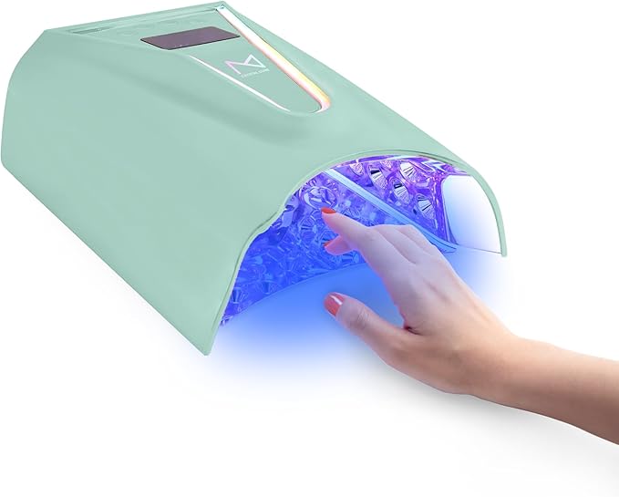 M - Crystal Cure 128W UV/LED Nail Lamp | Fast Curing with 45 Powerful LEDs | Cordless, Rechargeable, Auto Sensor |Gift Mom Professional Gel Nail Dryer for Manicures & Pedicures (Teal)