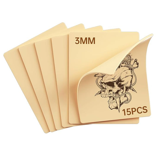 3mm Double Sided Tattoo Practice Skin - 15 Pcs 5.9x7.9" Soft Silicone Thick Fake Skin for Beginners and Artists