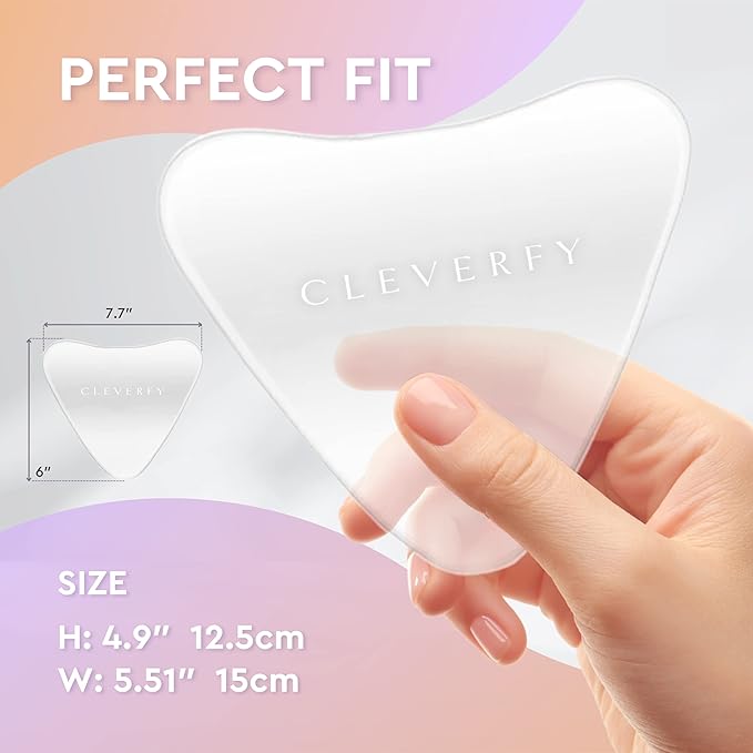 Cleverfy Silicone Chest Wrinkle Pads for Décolleté - 2-Pack of V-Shape Reusable Anti-Wrinkle Patches