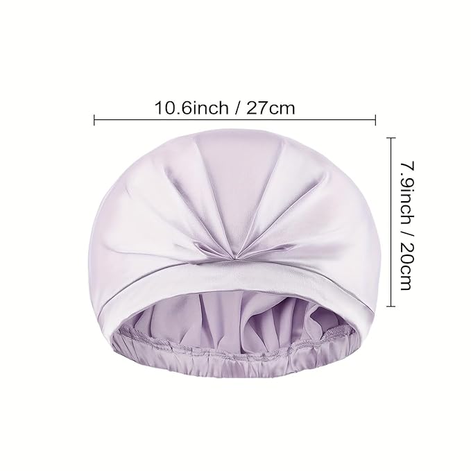 RachelSilk 100% Mulberry Silk Sleep Cap, Grade 6A 19 Momme Silk for Women Hair Care, Silk Night Bonnet with Elastic Stay On Head, Silk Cap after Shower, for Small -Medium Head Size (Lavender)