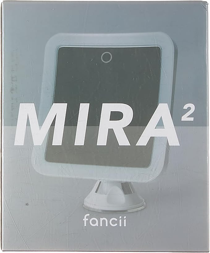 Fancii Rechargeable 10x Magnifying Mirror with 3 LED Light Settings, Dimmable Touch Light, Cordless, Locking Suction Mount, Lighted Mirror for Bathroom or Travel, Mira 2 (White)
