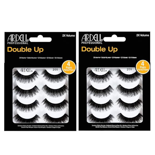 Ardell False Eyelashes Double Up 205 - Dramatic Volume, Cruelty-Free Strip Lashes for Bold, Full Glam Look, 2 Pack