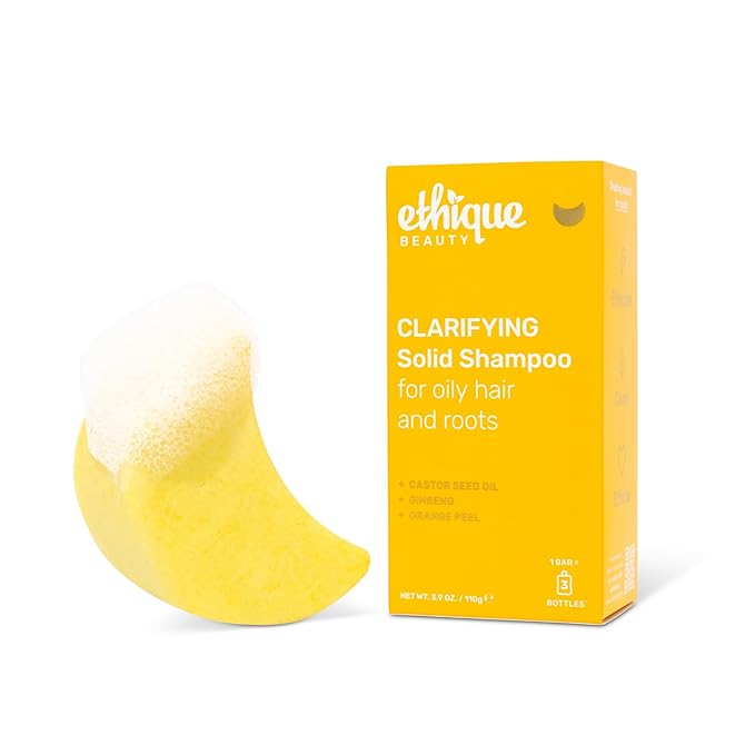 Ethique Clarifying Shampoo Bar for oily hair with Castor Oil - Plastic-Free, Vegan, Cruelty-Free, 3.88 oz - Formerly St. Clements