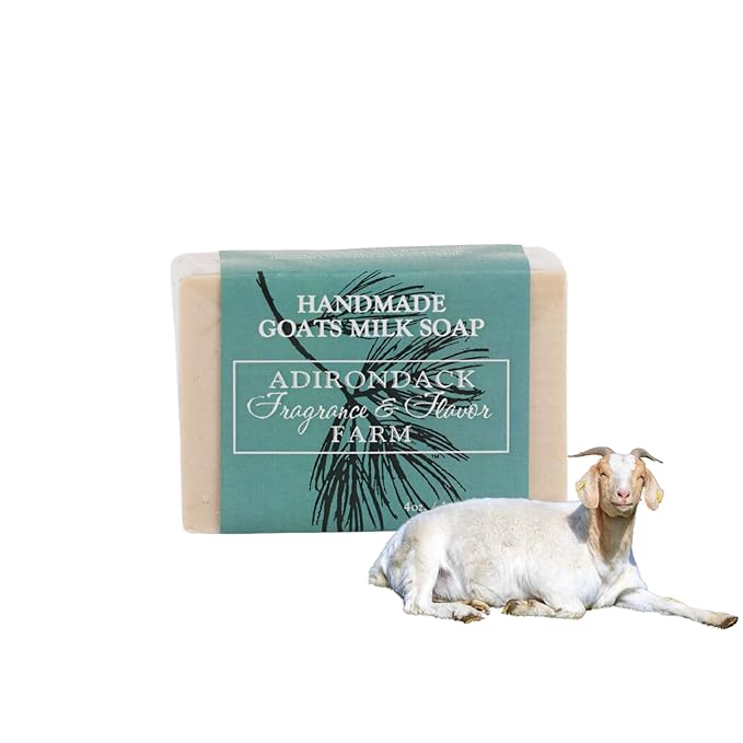 Adirondack Fragrance & Flavor Farm ADK Natural Goat Milk Soap Bar 4 oz., Handmade Organic Olive Oil Soap, Vegan Antioxidant Body Soap for Moisturizing Men, Women & Babies with Dry and Sensitive Skin