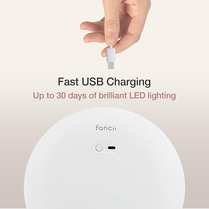 Fancii Rechargeable 10X Magnifying Makeup Mirror with 3 Light Settings - Large 8 inch Lighted Travel Vanity Mirror, Locking Suction Cup, 40pcs Dimmable LEDs, 12 Hours Battery Life - Luna 2