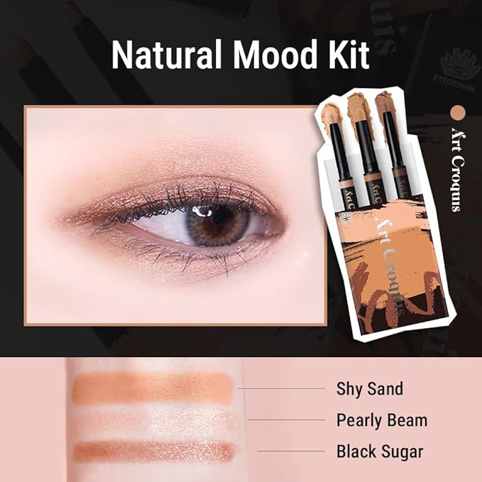 EYECROWN ARTCROQUIS STICK SHADOW, Buildable, glitter eye shadow, liner, cream [SHY SAND]