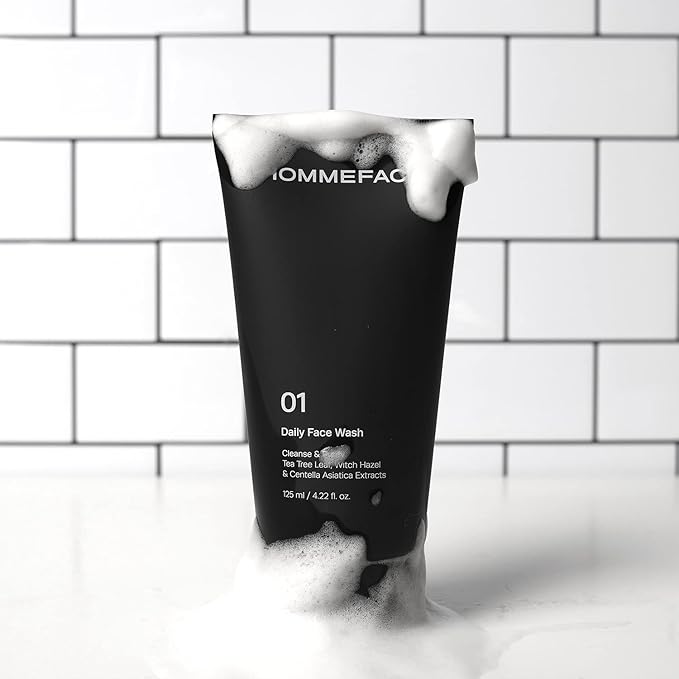 HommeFace 2-Pack Daily Face Wash for Men, Gentle Facial Cleanser for Deep Cleansing with Collagen, Hyaluronic Acid & Witch Hazel Extract
