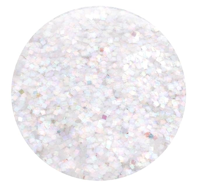 (6PK) - Iridescent White Glitter Kit -6 Different Holographic Loose Glitter Sizes, Fine Powder, Hexagons & Square Glitter - Solvent Resistant & Cosmetic Grade for Nails & Skin - (60 Grams)
