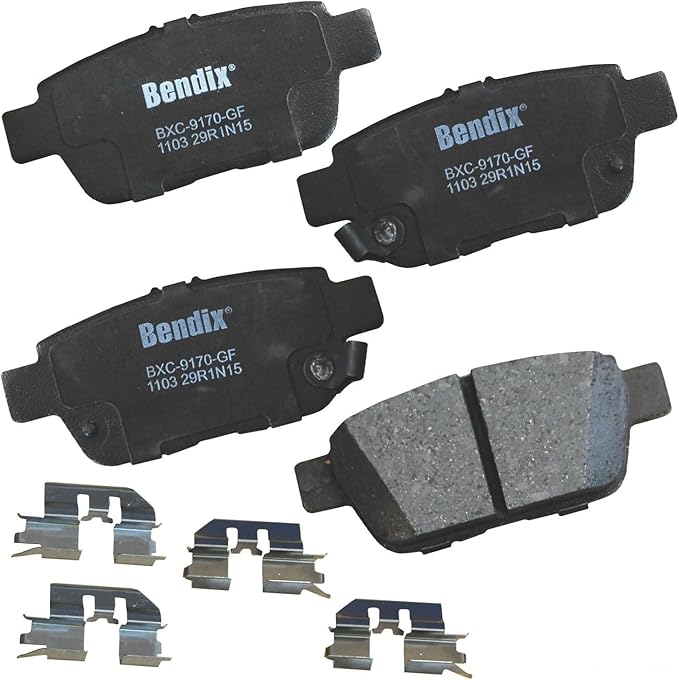 Bendix Priority1 CFC1103 Ceramic Rear Brake Pads for Acura TL 2014-2009, Honda Ridgeline 2014-2006