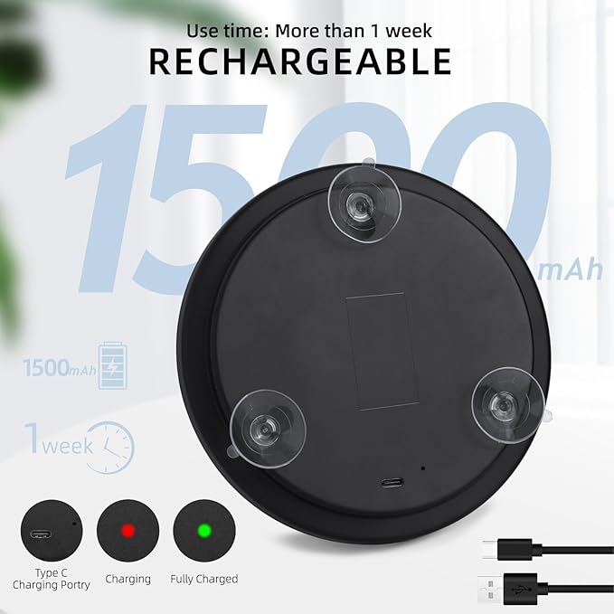 30x Lighted Magnifying Mirror with Suction Cups, Large 6'' Magnified Mirror with Light High Magnification Travel Makeup Mirror, Rechargeable Battery, 3 Colors Dimming Light, with Tweezers &Scissors