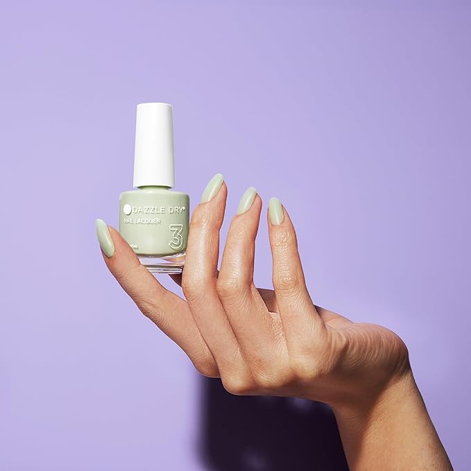 Dazzle Dry Nail Lacquer (Step 3) - Honeydew - A pale minty green with yellow undertones. Semi-sheer cream. (0.5 fl oz)