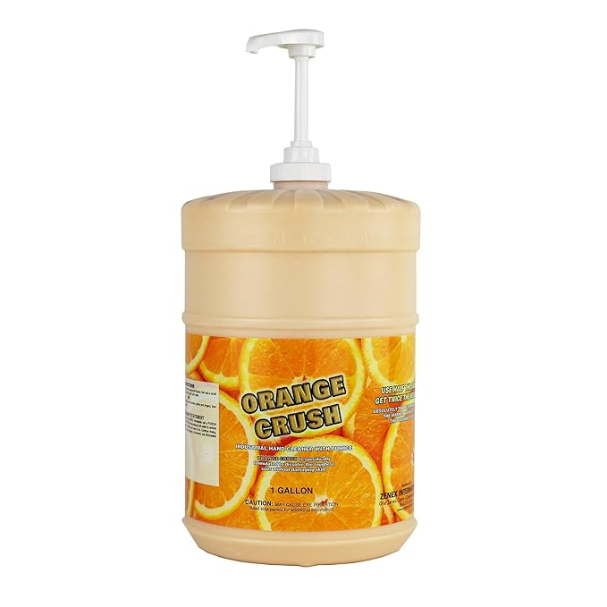 Zenex Orange Crush Hand Soap with Pumice and Skin Conditioners - Industrial Hand Cleaner | Citrus Crème Scent | Dissolve Tough Soils | Does Not Dry Out Skin | 1 Gallon (1-Pack)
