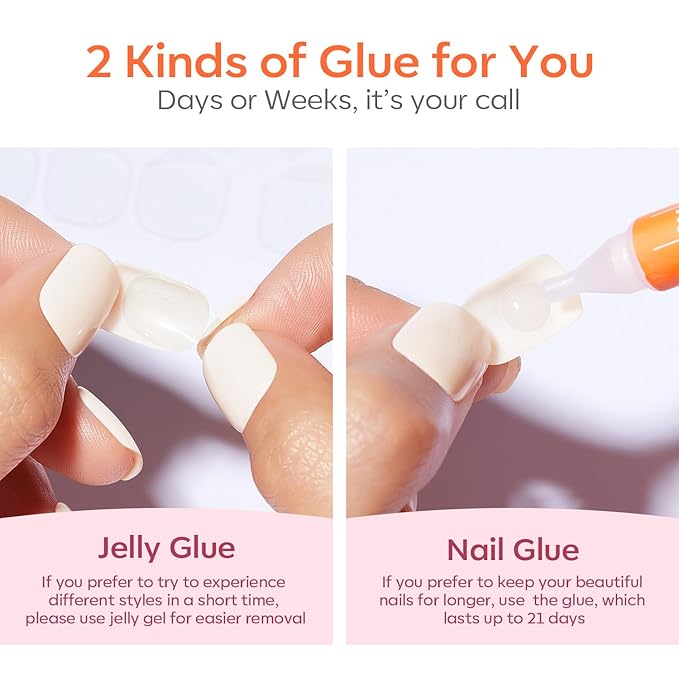 Modelones Pink Ombre Press on Nails Almond, Spring Easter Short Fake Nails, Nail Kit with Nail Glue Adhesive Tabs Mini Nail File, Nails Press Ons 32Pcs 16 Sizes, Women Girl Gift