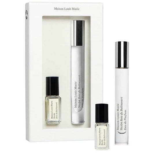 Maison Louis Marie - No.04 Bois De Balincourt 2-Piece Mini Travel Set | Luxury Clean Beauty + Non-Toxic Fragrance (3 mL roll-on oil; 10 mL spray)
