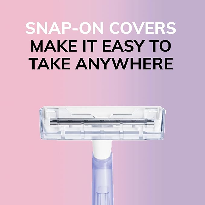 BIC Silky Touch Women's Disposable Razors, With 2 Blades, Pretty Pastel Razor Handles, 10 Count Pack of Shaving Razors