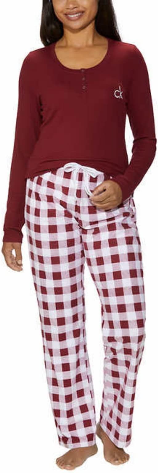 Calvin Klein Womens 2 Piece Fleece Pajama Set
