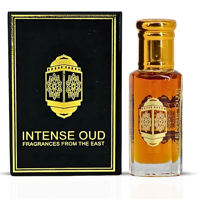 INTENSE OUD Nouf Arabian Perfume Oil for Men & Women, Long Lasting Alcohol-Free Concentrated Fragrance, 12ml (0.40 oz) in Black Gift Box, Lemon & Rosewood Notes