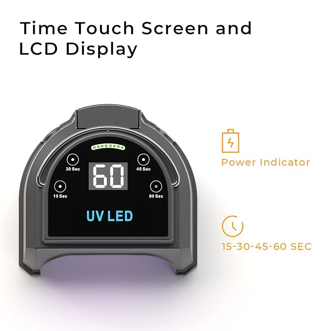 80W Professional Cordless UV LED Nail Lamp, UV Lights for Nails with 45 Beads and Rechargeable Battery, Portable LED Gel Nail Curing Dryer, Nail Polish Machine for Salon or Home, Black