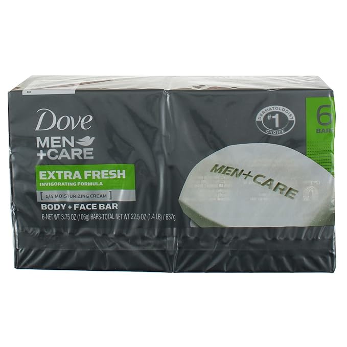 Dove Men+Care Body & Face Bars, Extra Fresh, 4.25 oz bars, 6 ea (Pack of 3)