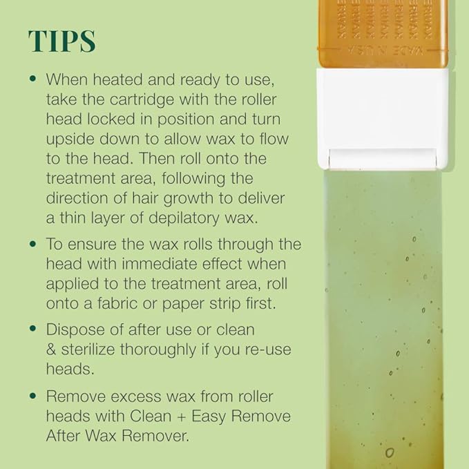 Clean + Easy Large Roller Heads for Roll On Wax Refill, Easy to Attach, Hair Removal on Legs, Body & Bikini, Soft Wax Replacement Head, 3 Roller Heads - 1 Pack